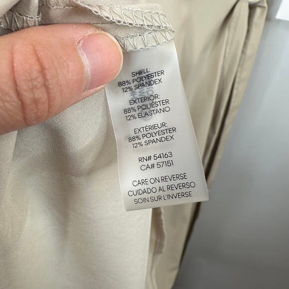 Calvin Klein Tan V-Neck Satin Finish Tie Waist Dress - Picture 5 of 8